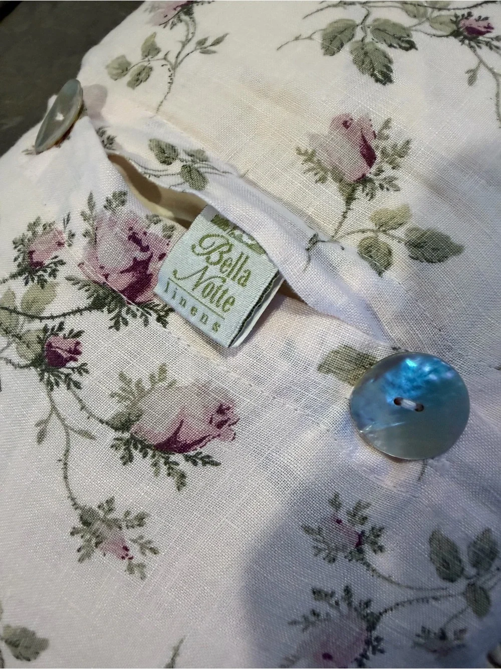 BELLA NOTTE Vintage floral LINEN pale pink single sham